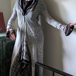 Free People duster size medium grey with plum and black trim